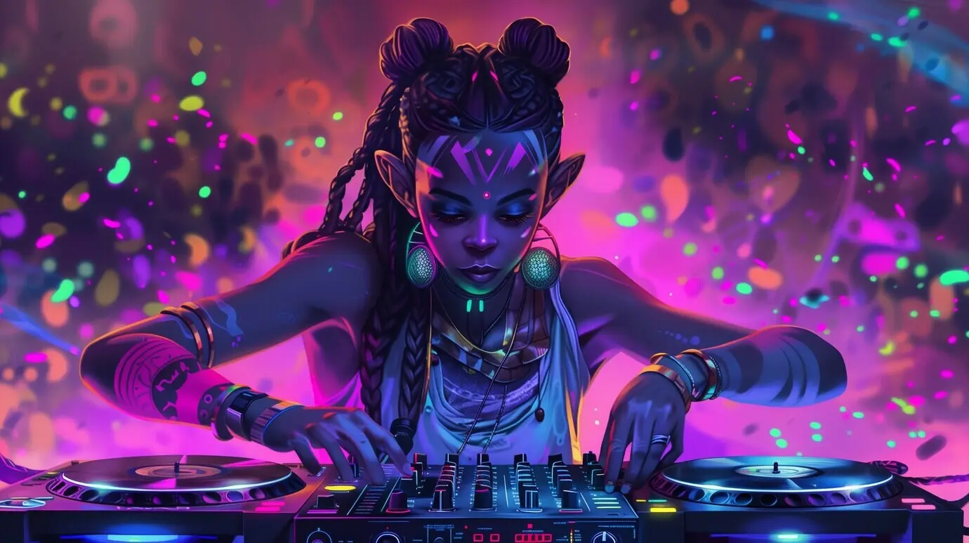Illustration eines Fantasy-DJs